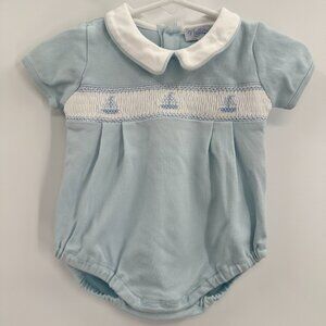 Nella Pima Baby Boy Smocked Sailboats Bubble 3-6 Months One-piece Bodysuit